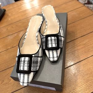 Ann Taylor Buckle Mule Adina Plaid Pump - Missy